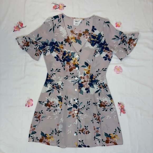 Sadie & Sage Lavender Floral Mini Dress- S - Picture 2 of 7